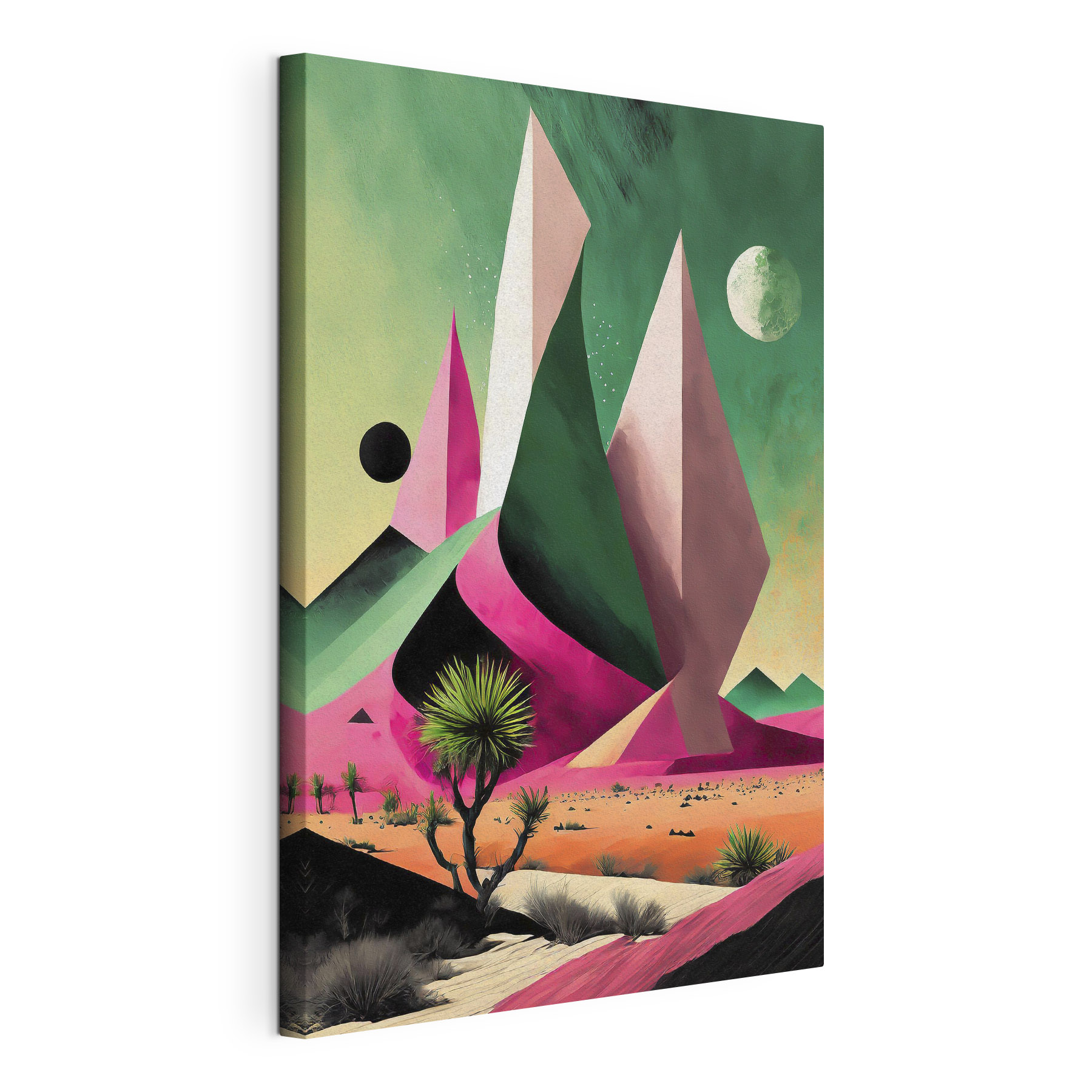 A desert landscape with trees and mountains A desert landscape with trees and mountains