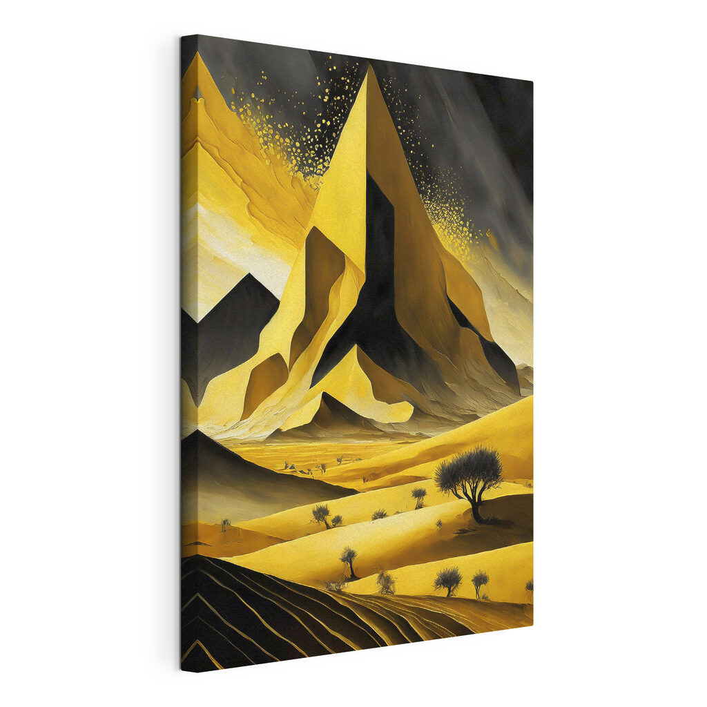 A mountain range with a tree in the background