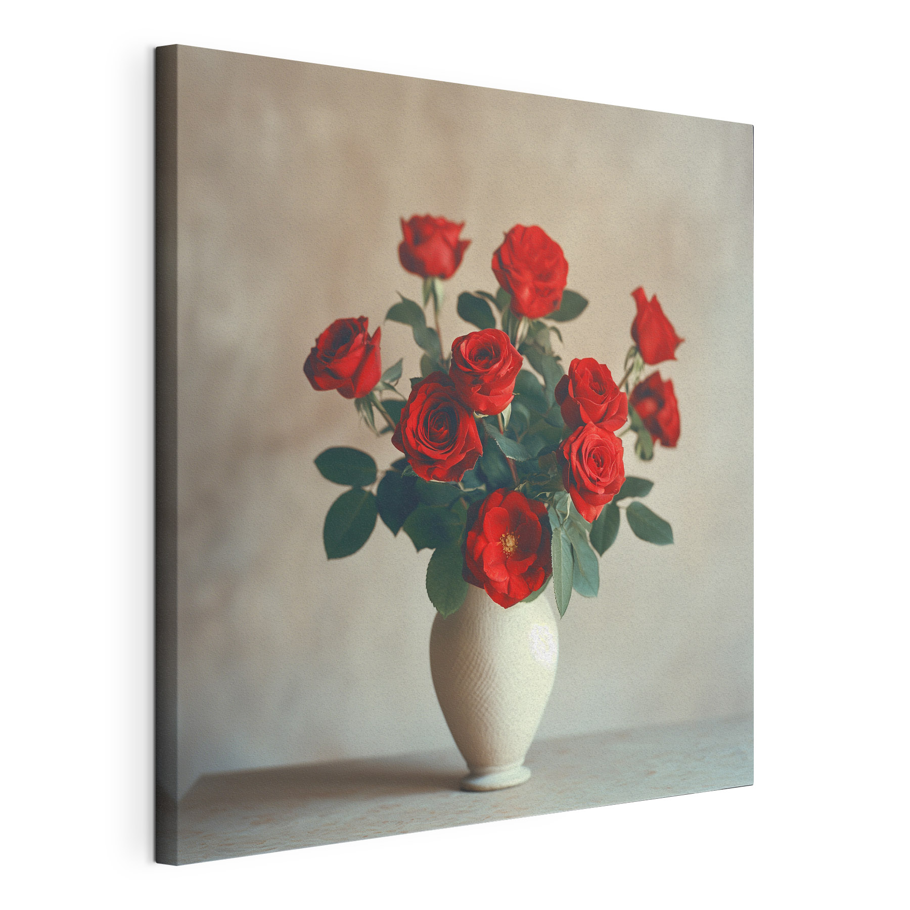 A vase with red roses A vase with red roses