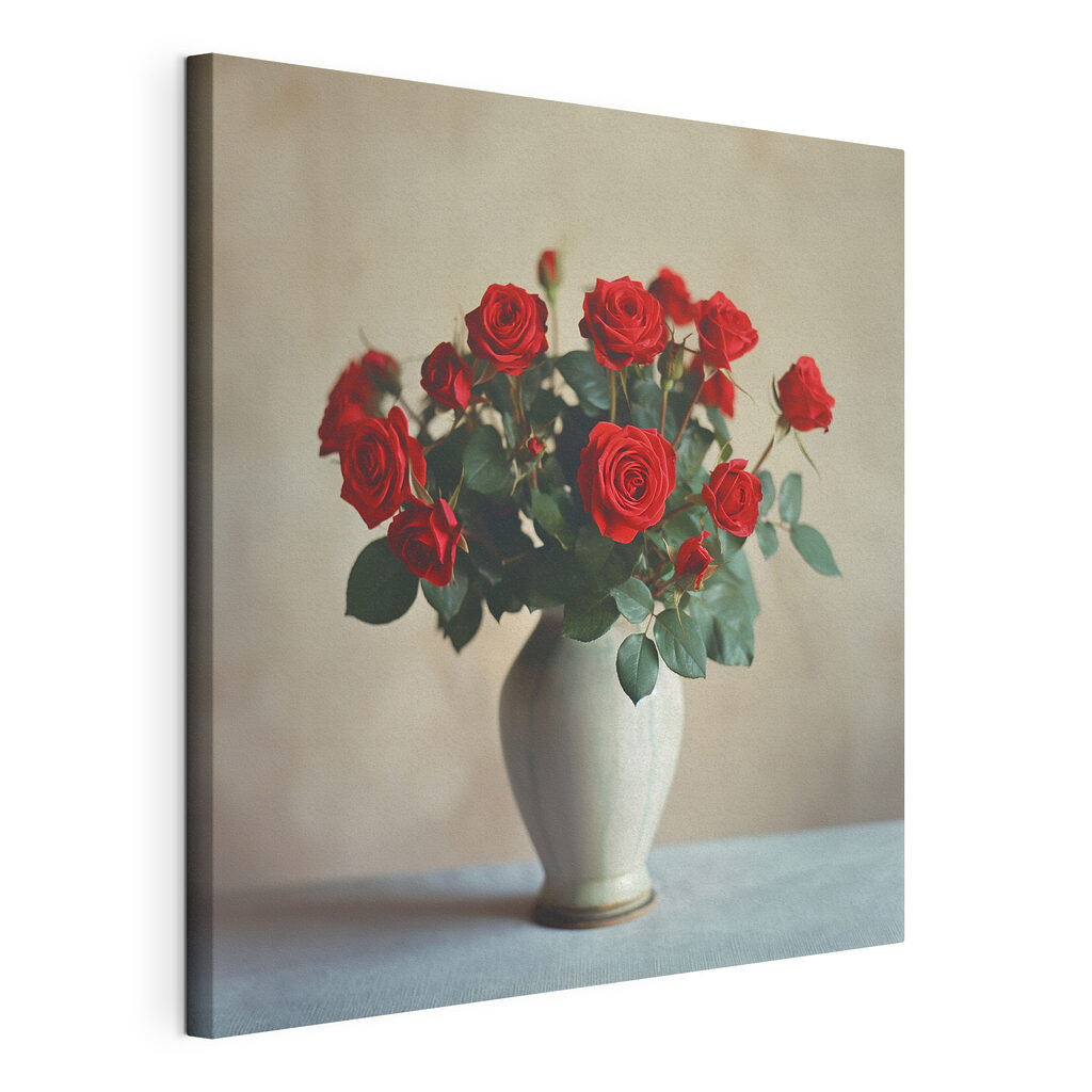 A vase with red roses A vase with red roses