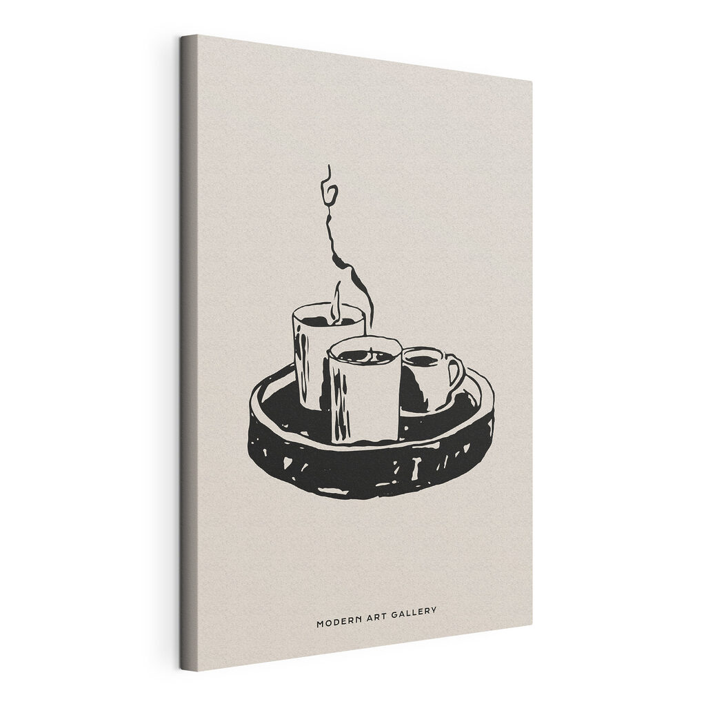 A drawing of a tray of coffee cups