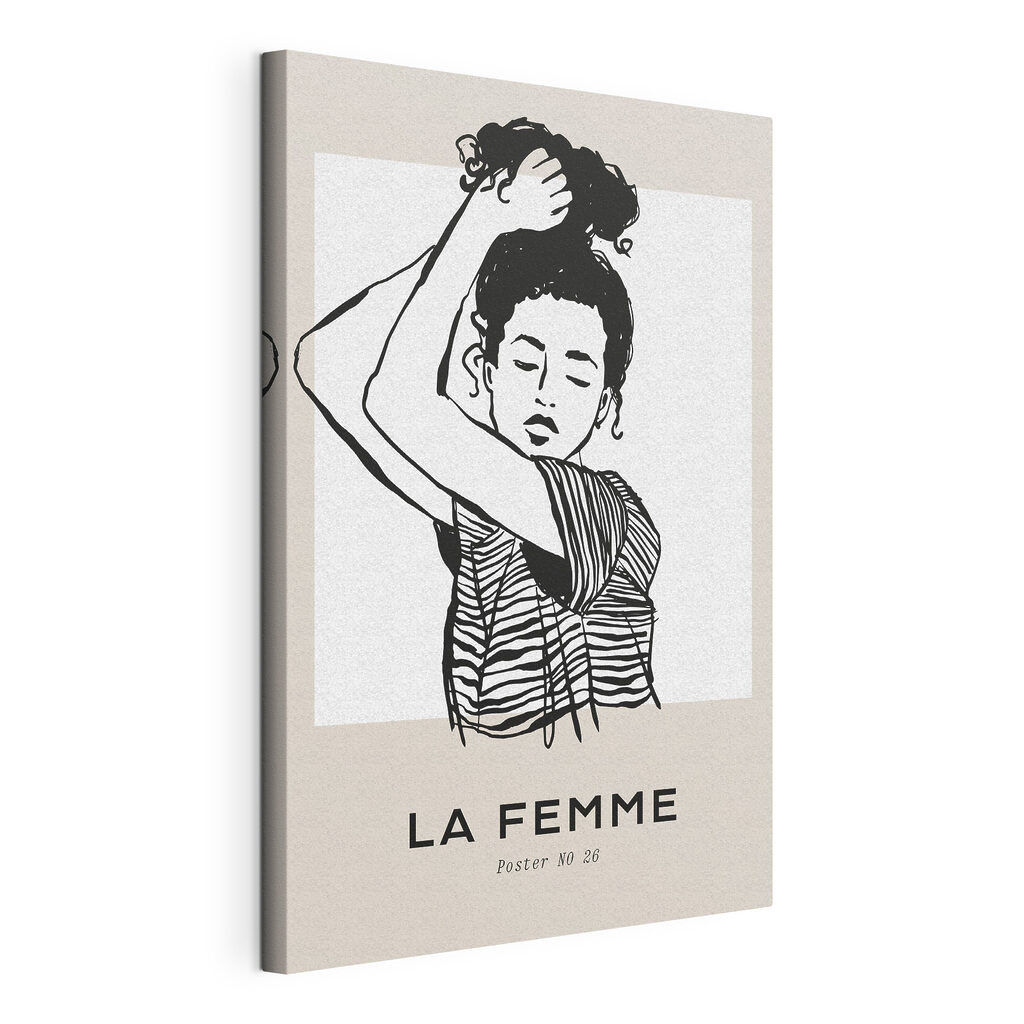 A drawing of a woman with her arm up