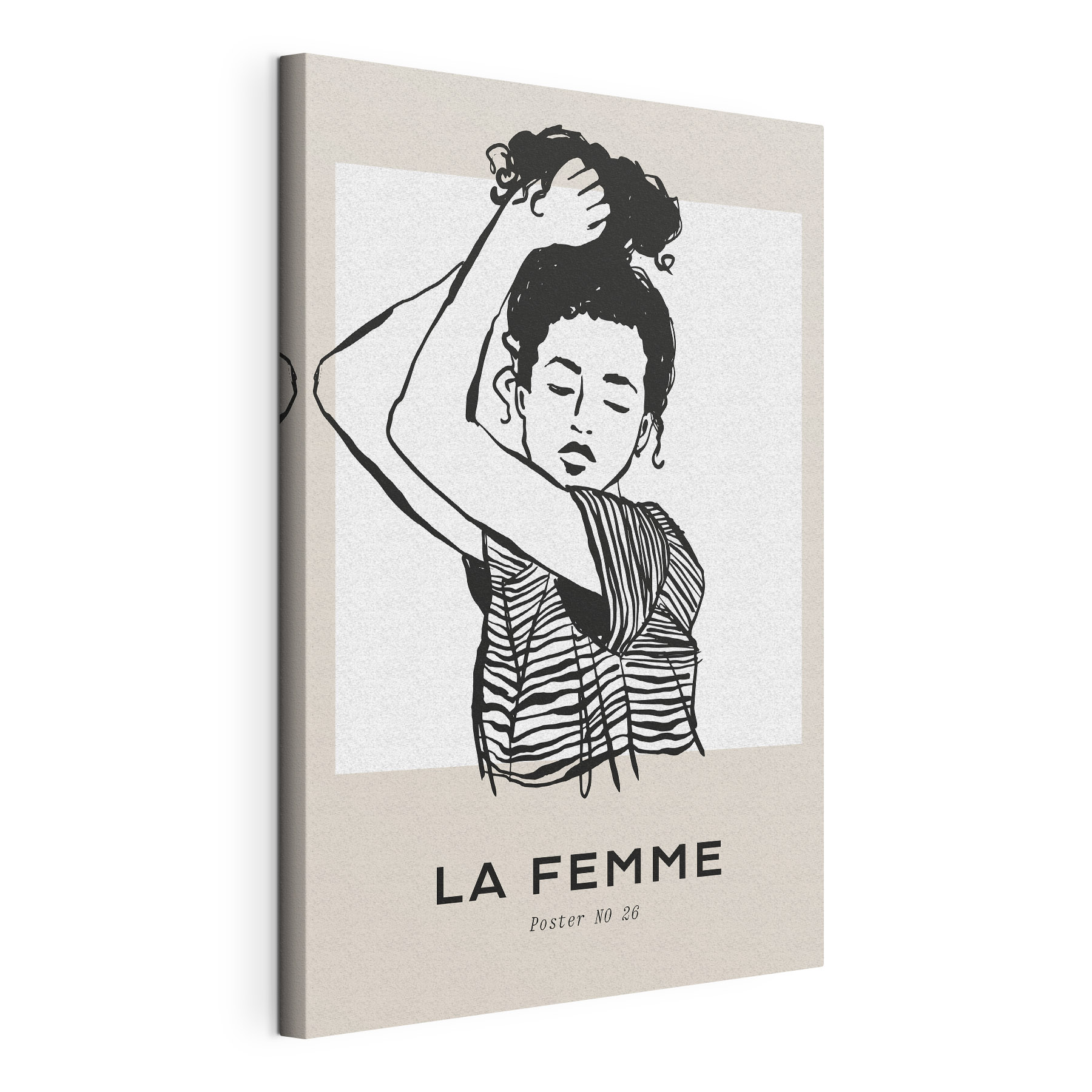 A drawing of a woman with her arm up