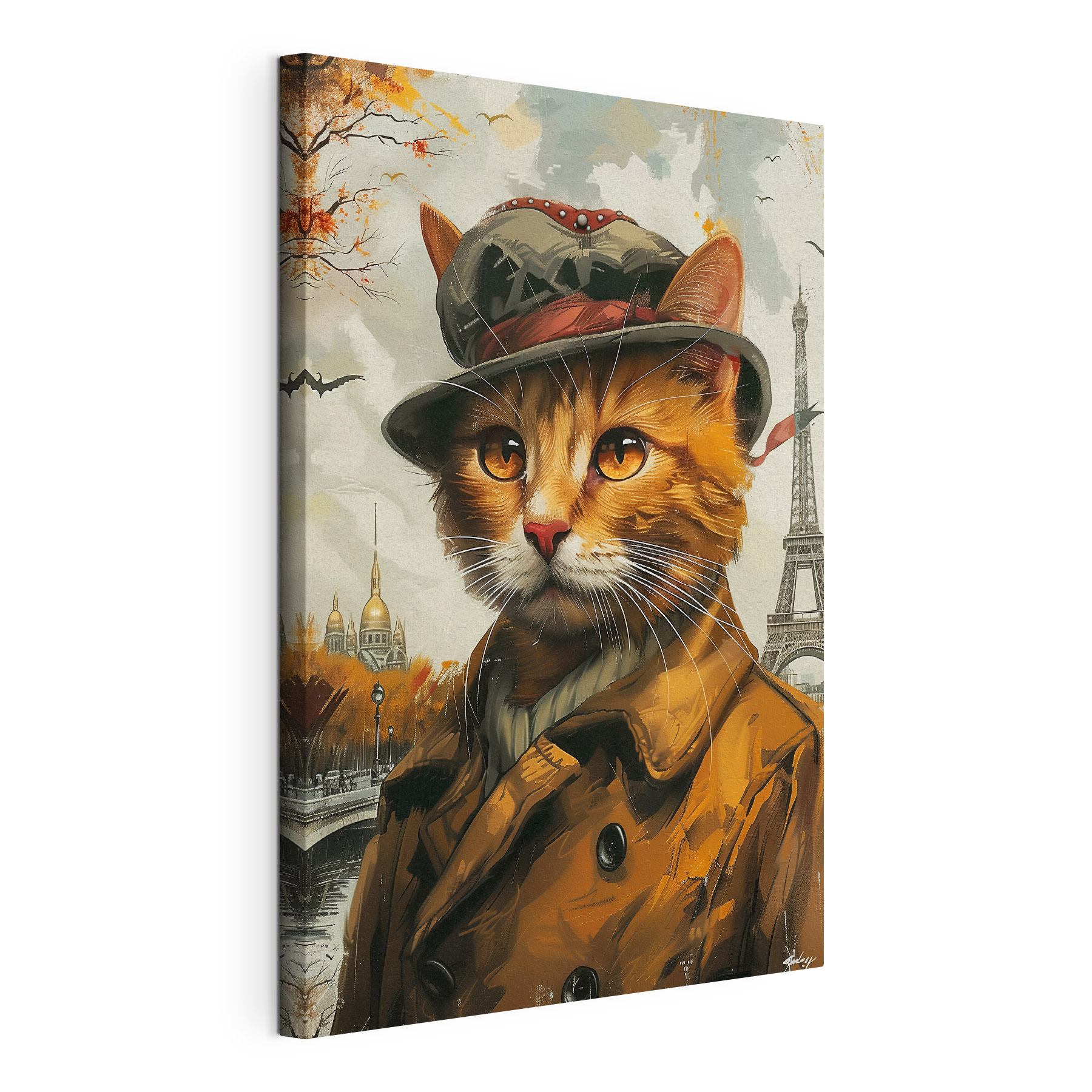 A cat wearing a hat and coat A cat wearing a hat and coat