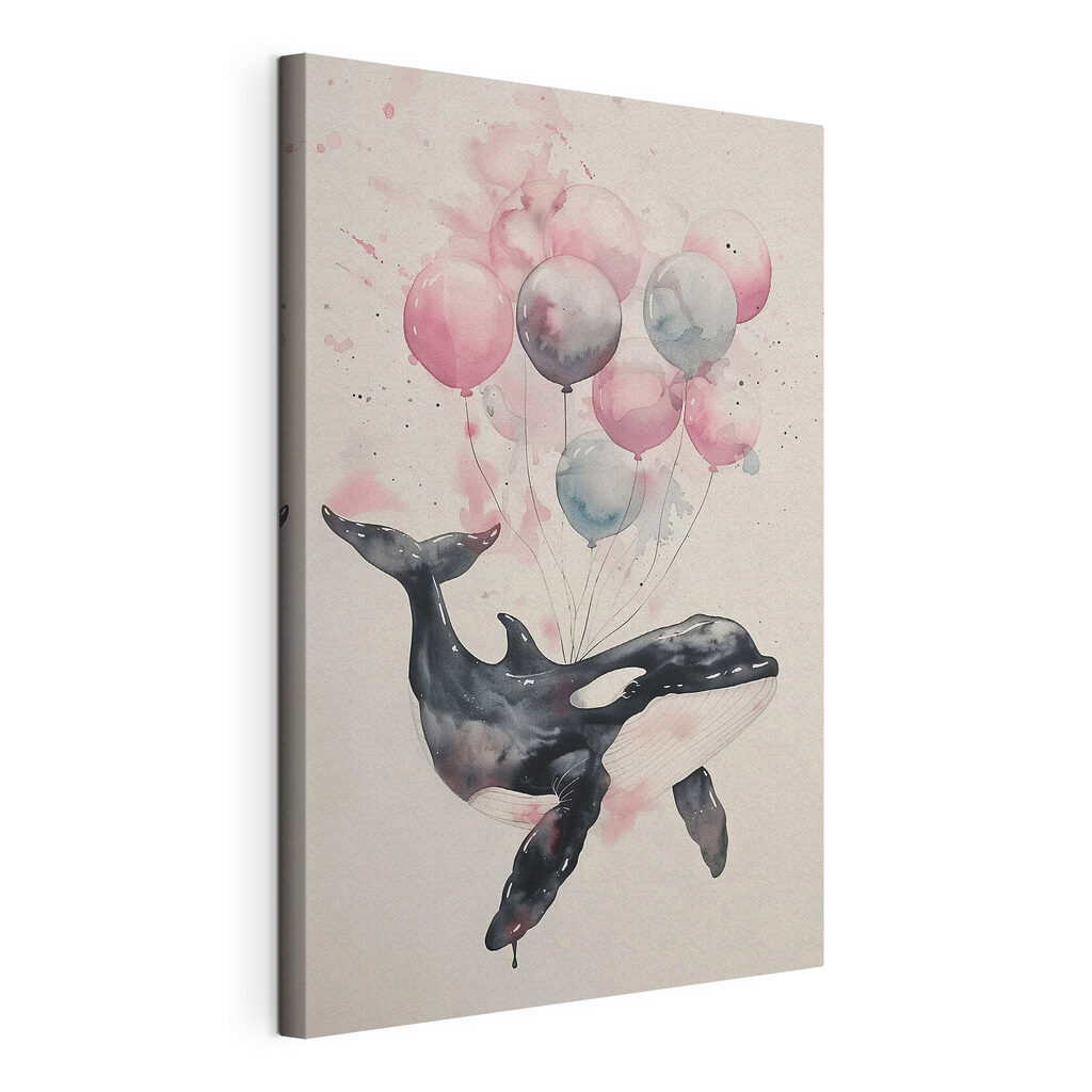 A whale with balloons on it