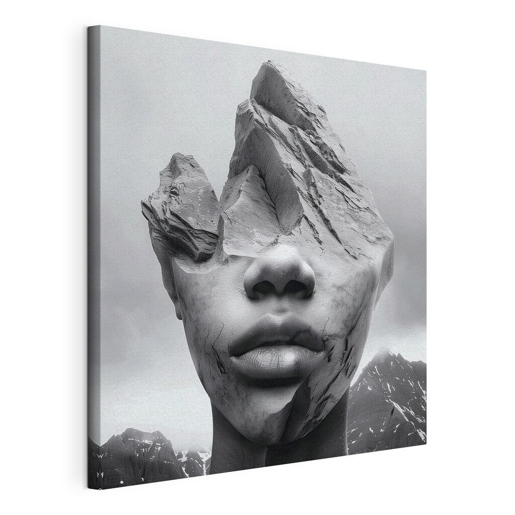 A face of a person with a rock face