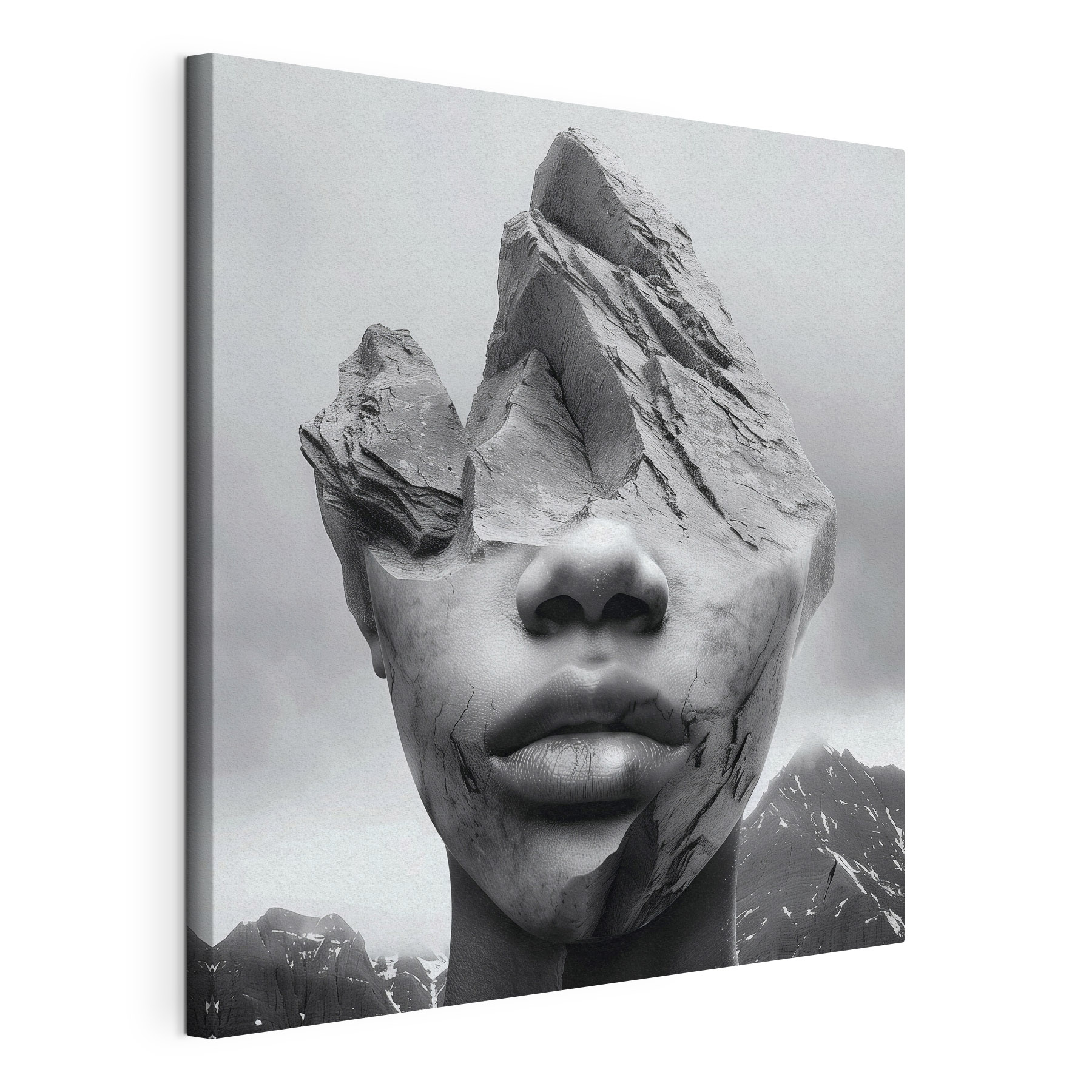 A face of a person with a rock face