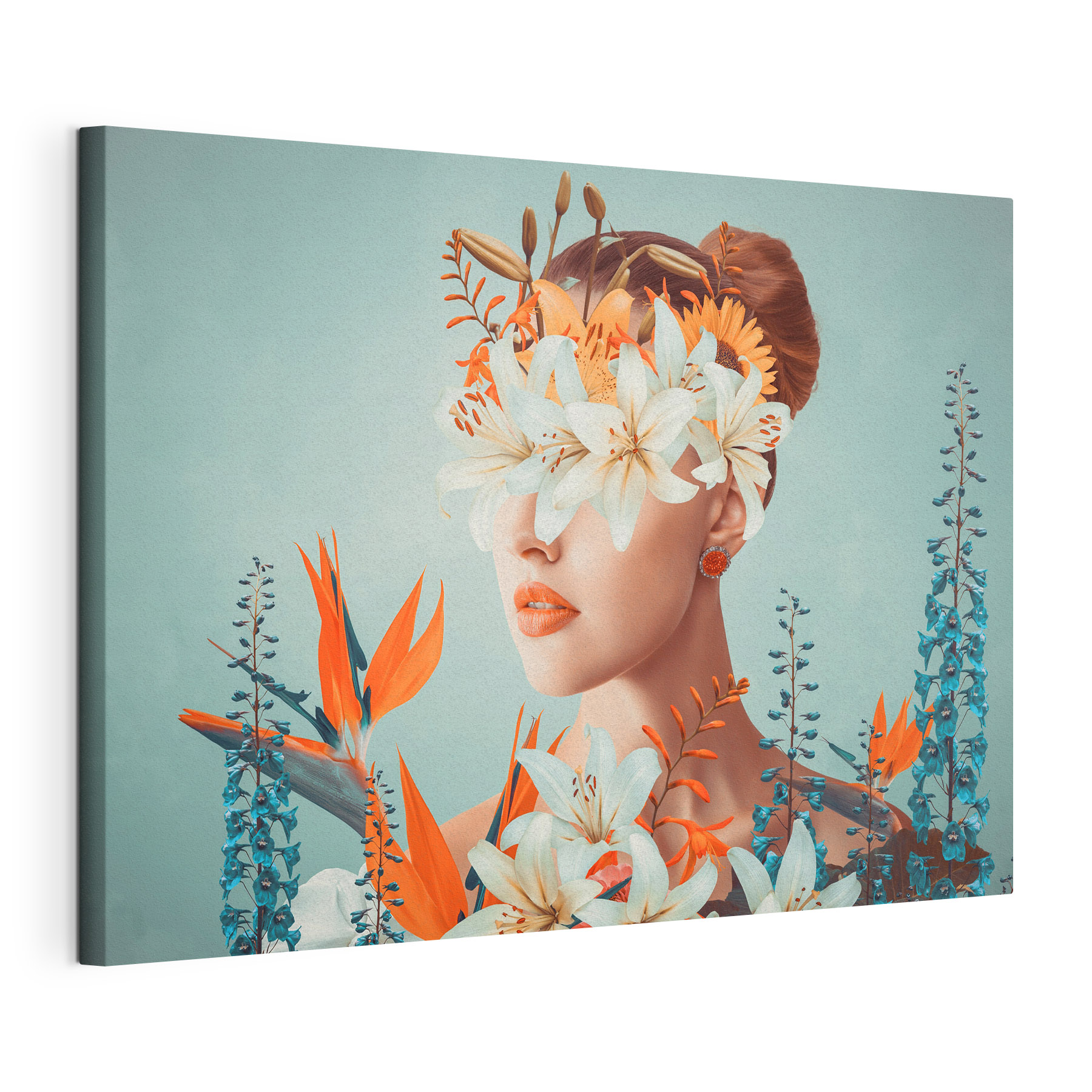 A woman with flowers around her eyes