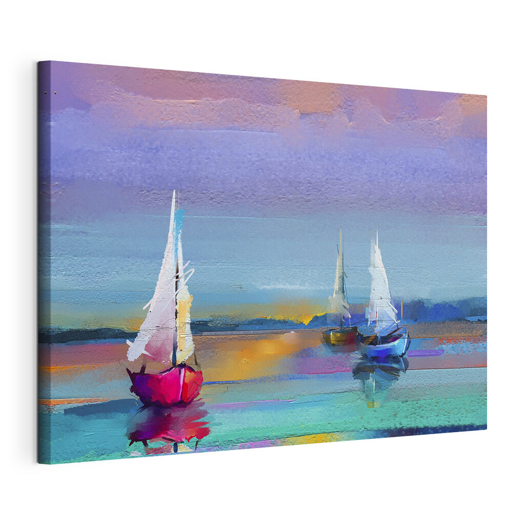 A painting of boats on water