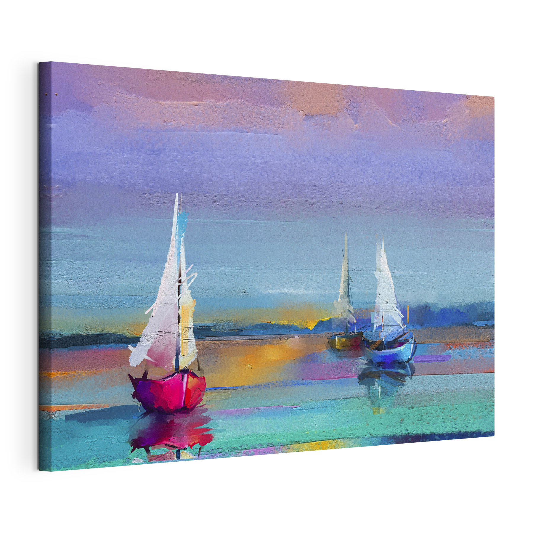 A painting of boats on water