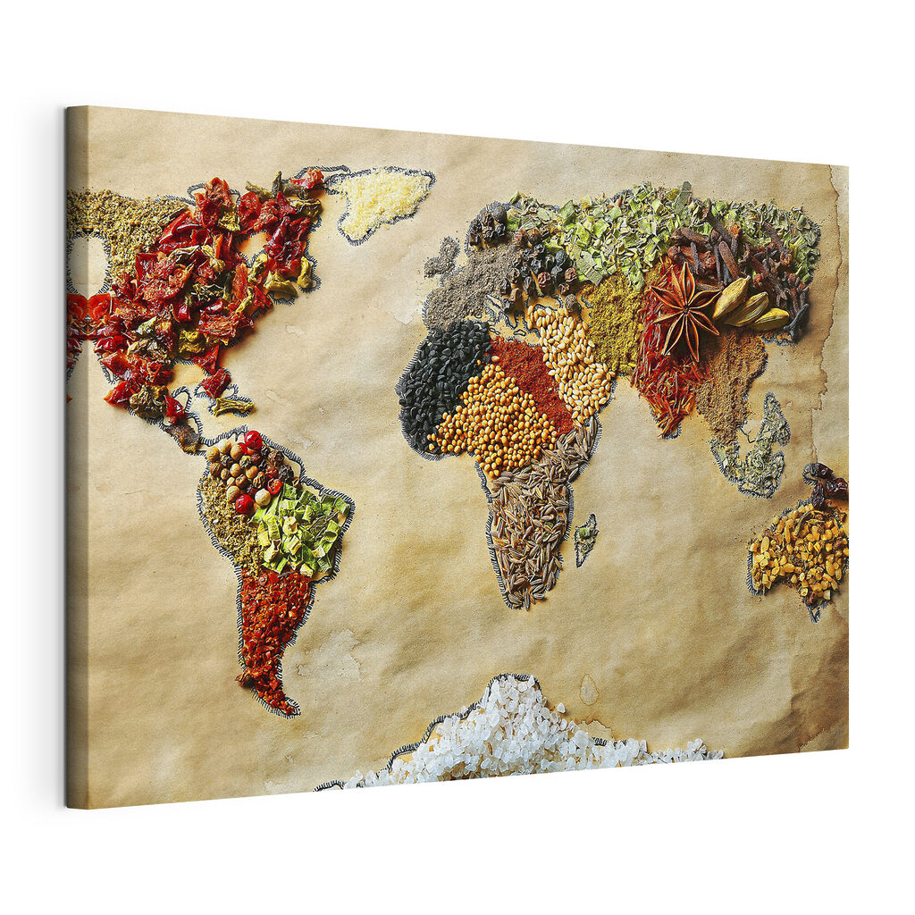 A map of the world made of different spices A map of the world made of different spices
