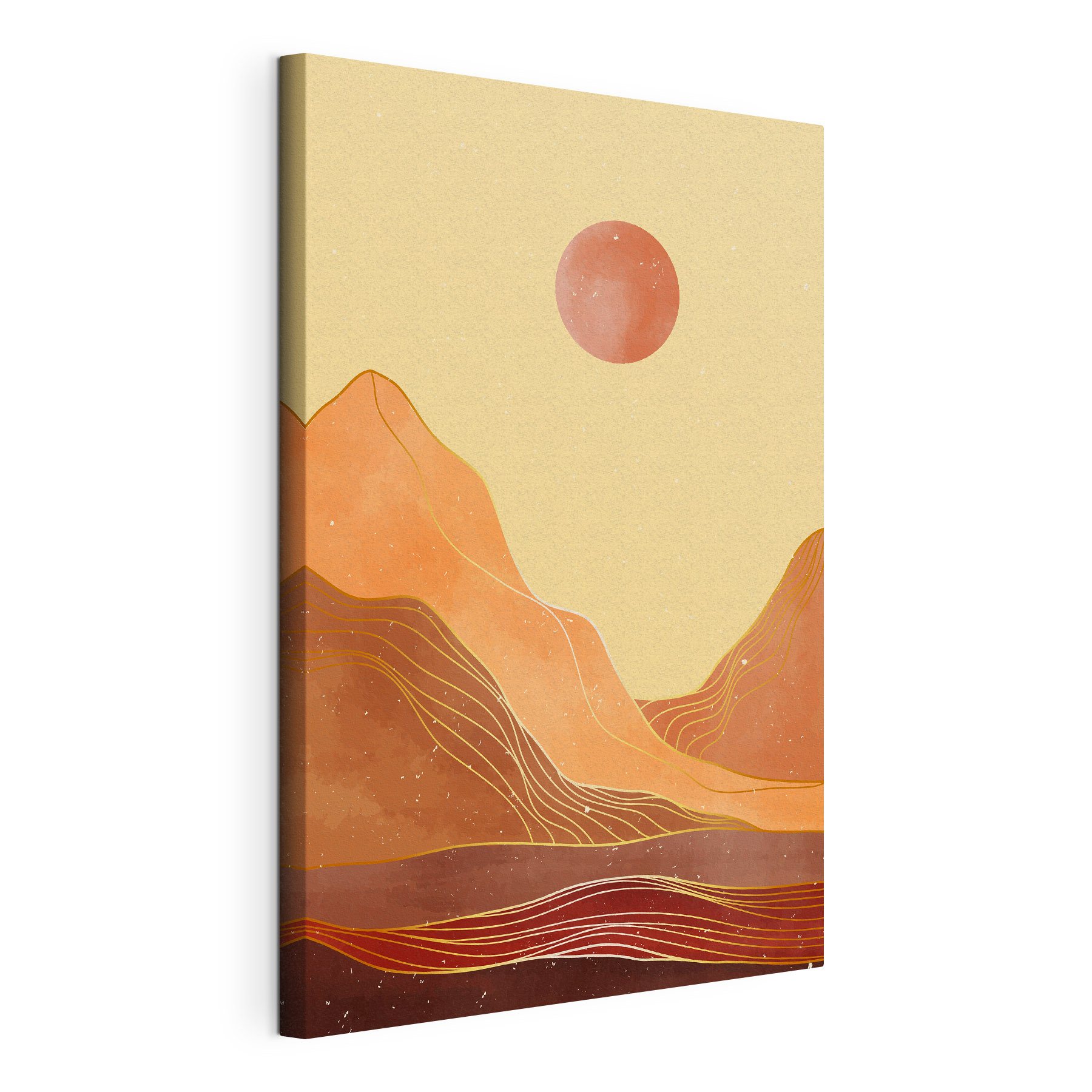 A painting of mountains and sun A painting of mountains and sun