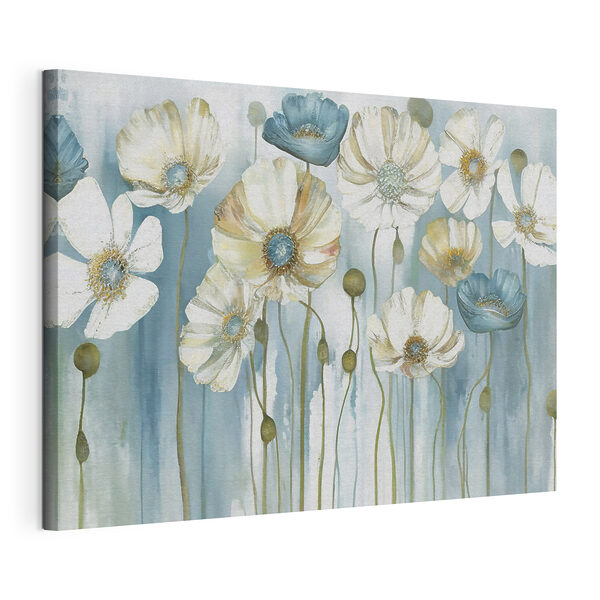 Un dipinto con fiori bianchi e blu Quadri Un dipinto con fiori bianchi e blu
