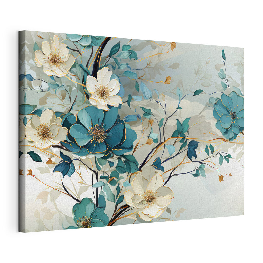 A painting of flowers and leaves A painting of flowers and leaves