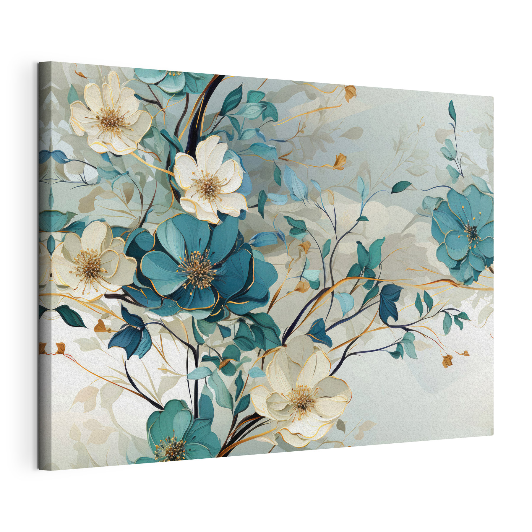 A painting of flowers and leaves A painting of flowers and leaves