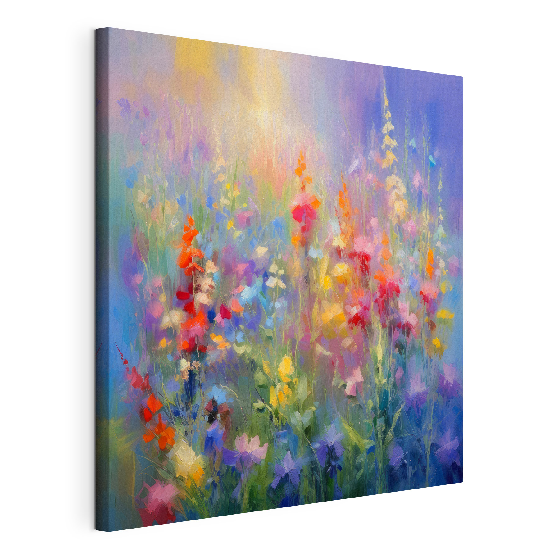 A painting of flowers in a field