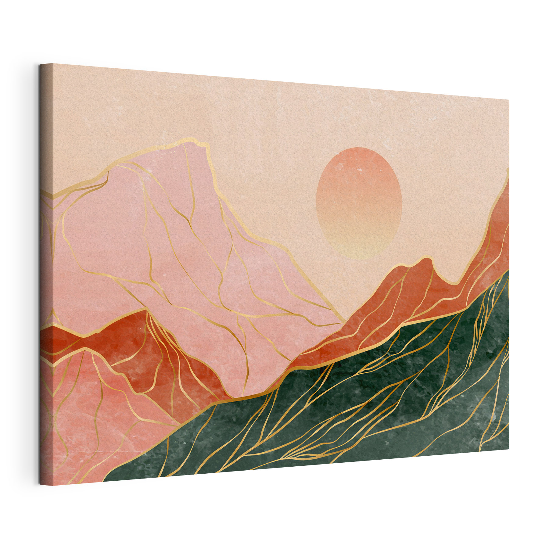 A painting of mountains and sun A painting of mountains and sun