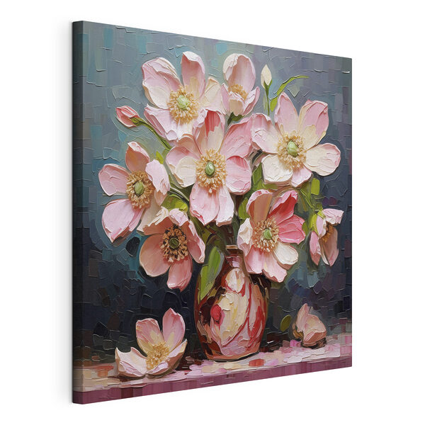 Quadri Quadri Un dipinto raffigurante dei fiori rosa in un vaso (COD: s37558)
