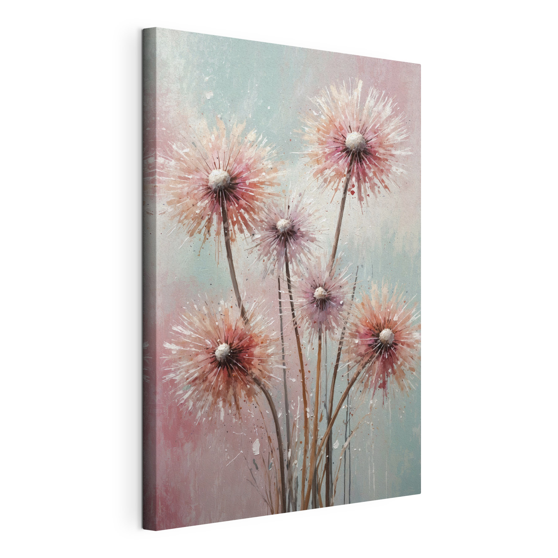 A painting of pink flowers