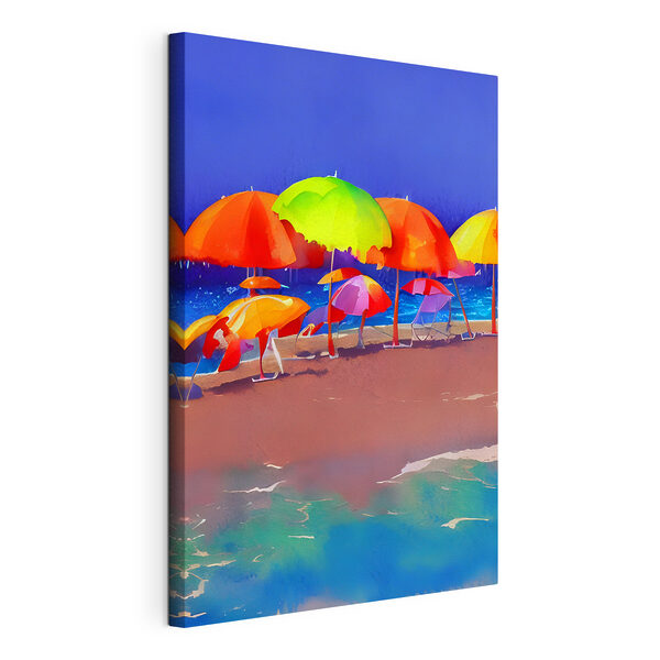Quadri Un gruppo di ombrelli colorati su una spiaggia (COD: s37626) Quadri Quadri Un gruppo di ombrelli colorati su una spiaggia (COD: s37626)