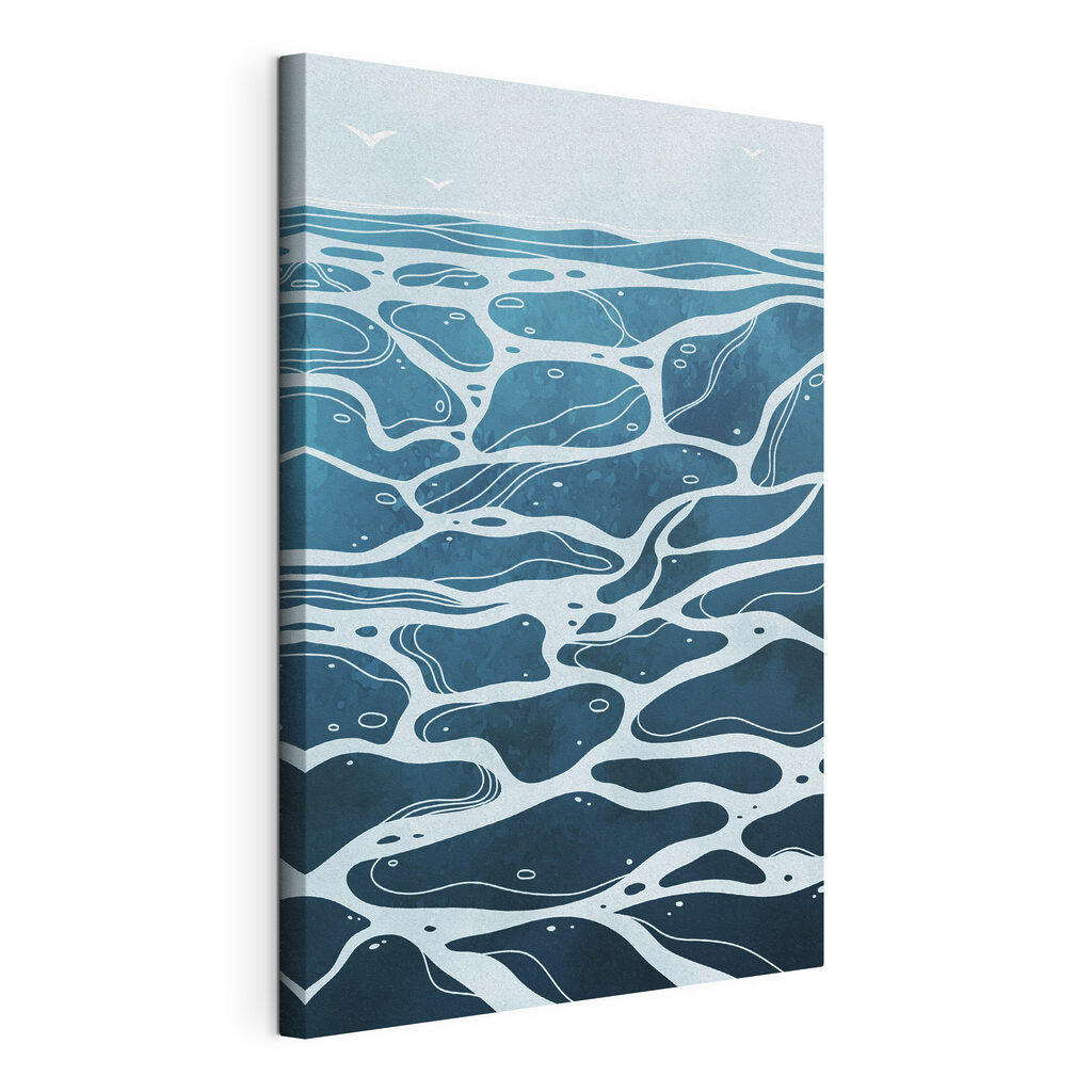 A blue and white water surface