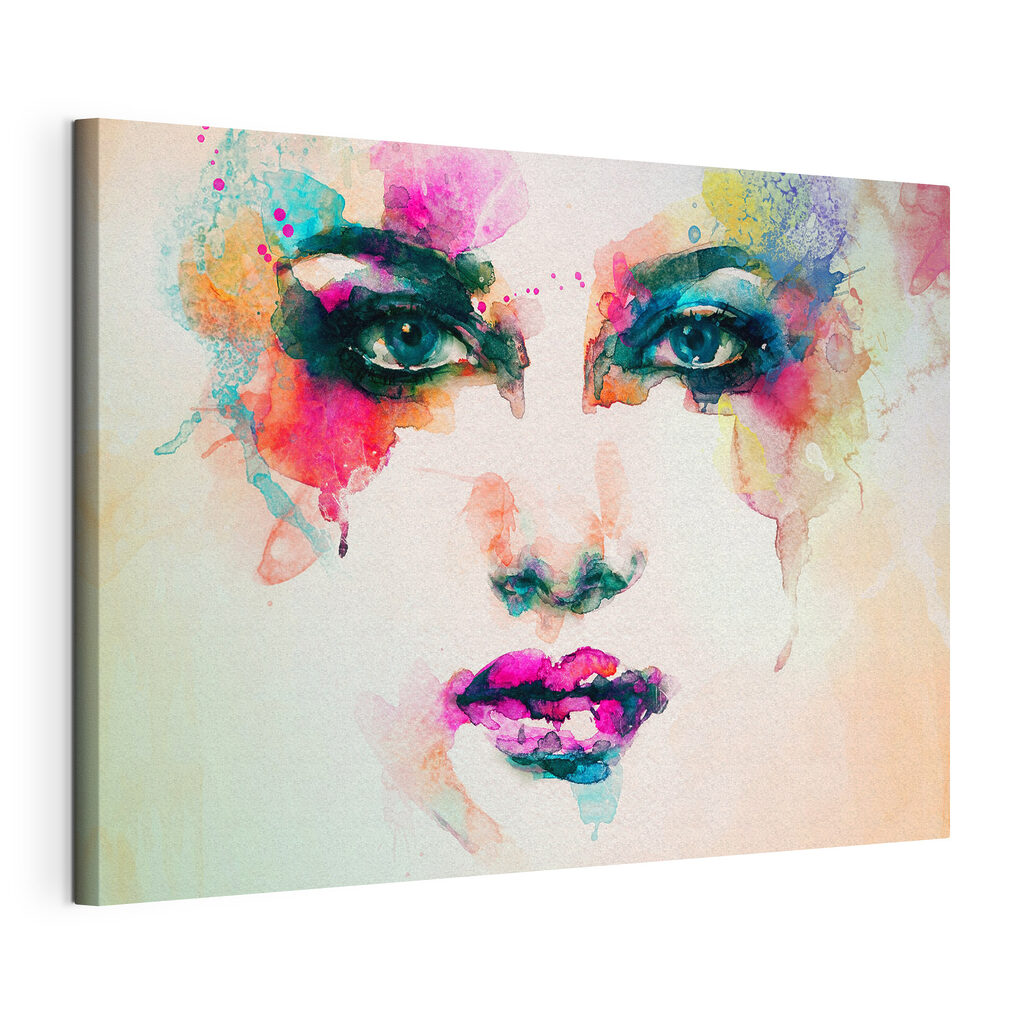 A woman's face with colorful makeup A woman's face with colorful makeup