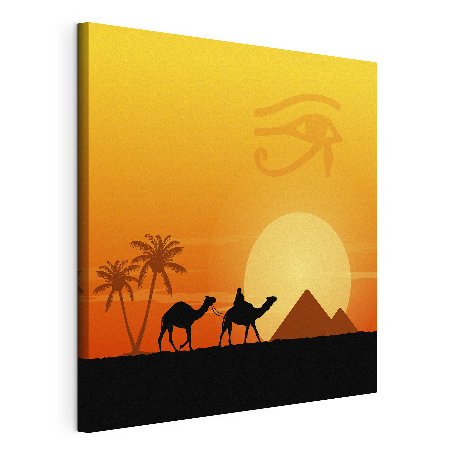 A camels and palm trees in front of a sunset A camels and palm trees in front of a sunset