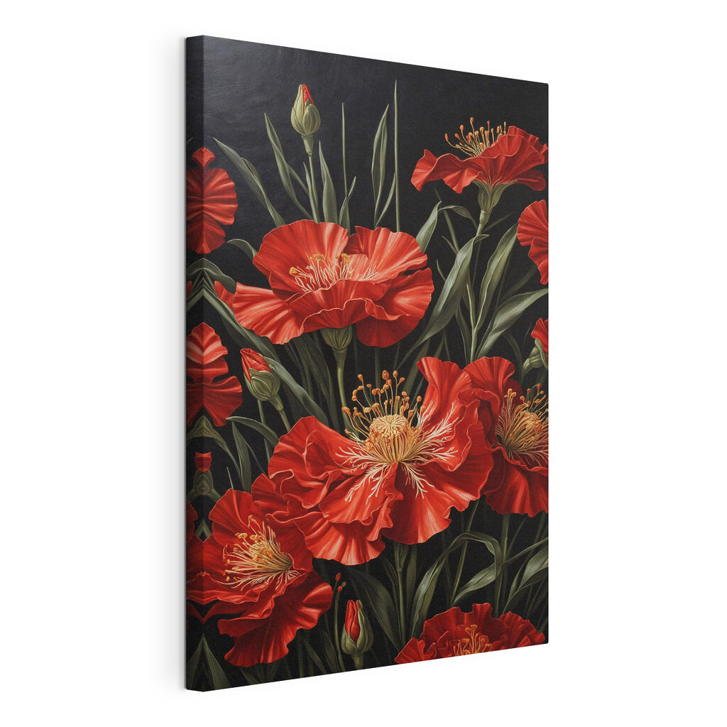 Vibrant red blooms on dark background Vibrant red blooms on dark background