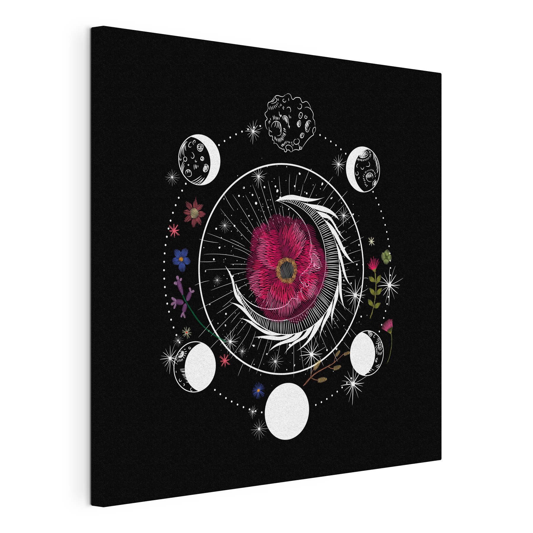Drawing of a flower and moon phases Drawing of a flower and moon phases