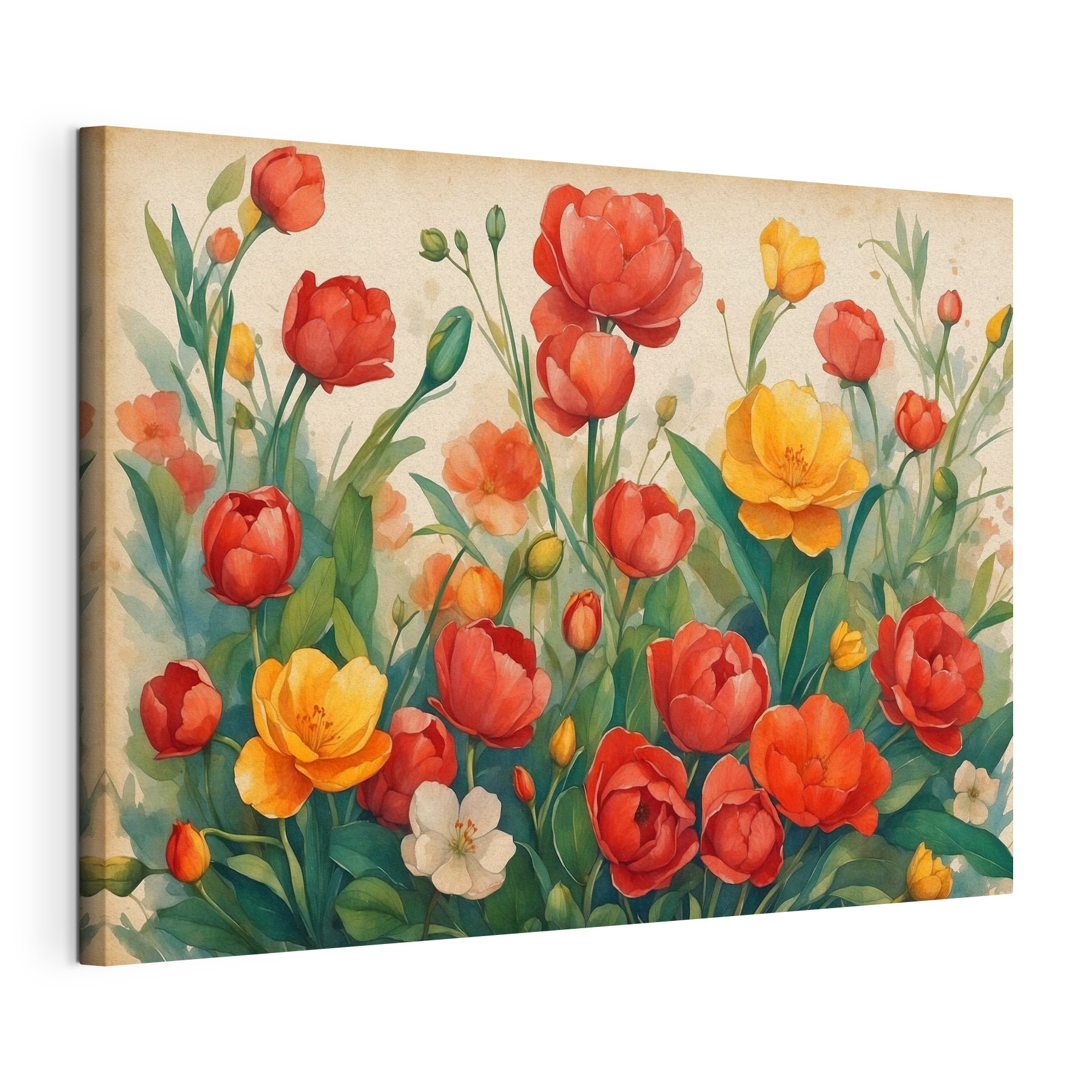 A painting of flowers and leaves A painting of flowers and leaves