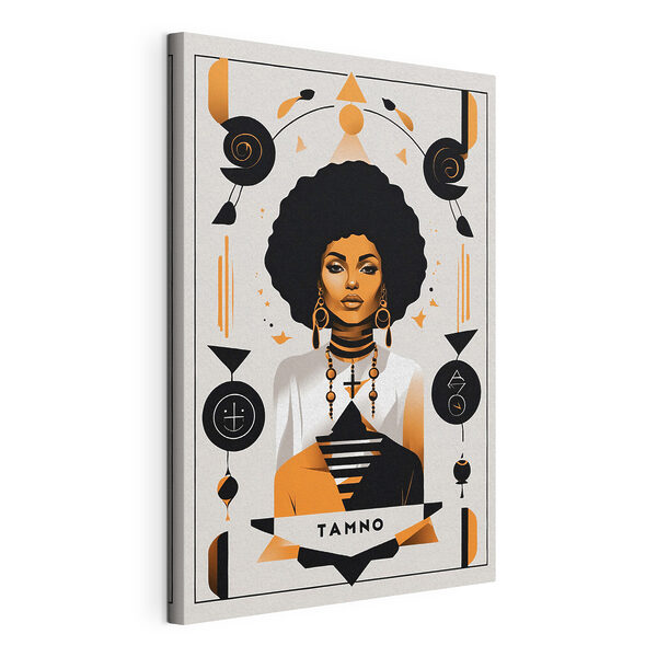 Quadri Una donna con una folta capigliatura afro che indossa una camicia bianca e degli orecchini (COD: s37793) Quadri Quadri Una donna con una folta capigliatura afro che indossa una camicia bianca e degli orecchini (COD: s37793)