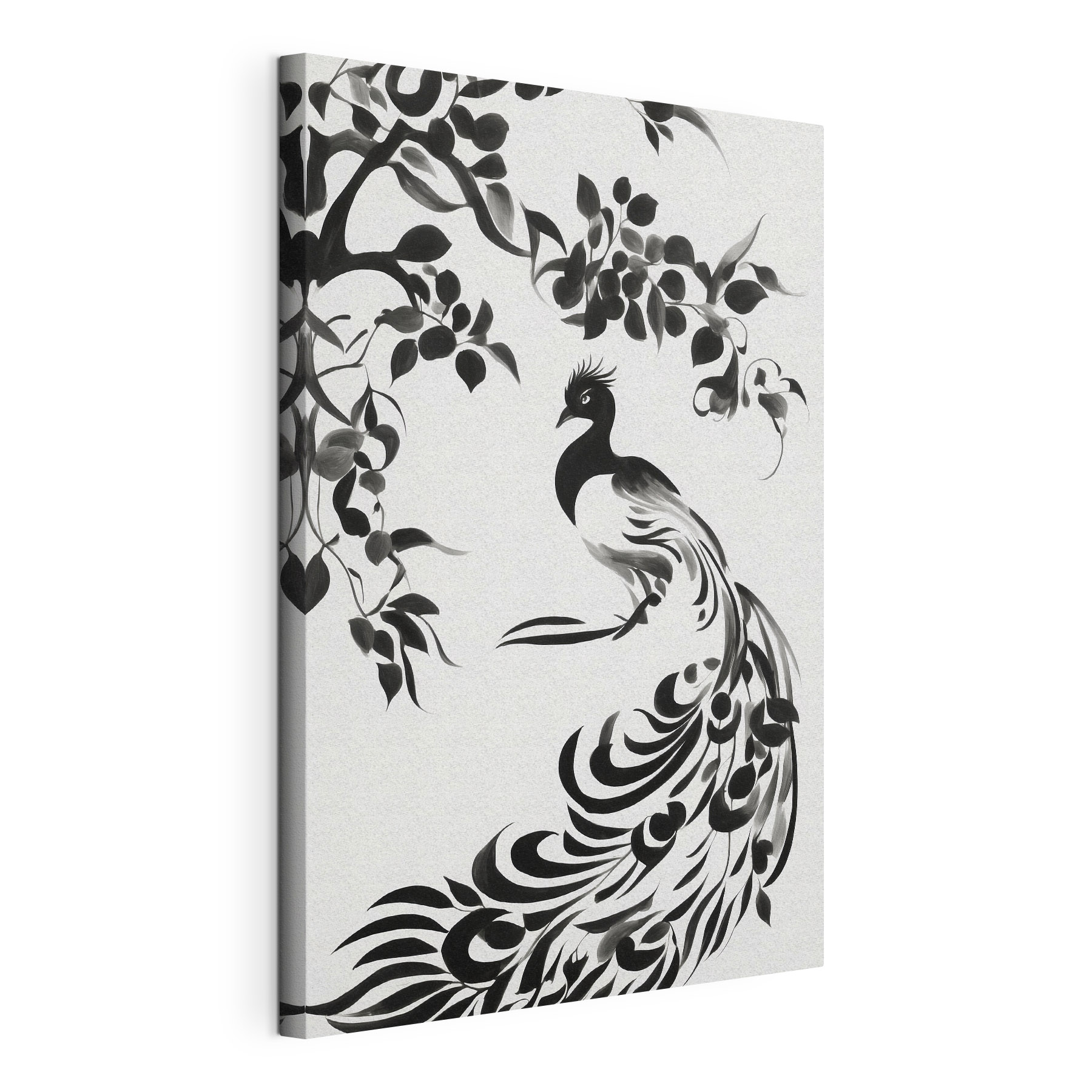 A black and white painting of a bird A black and white painting of a bird