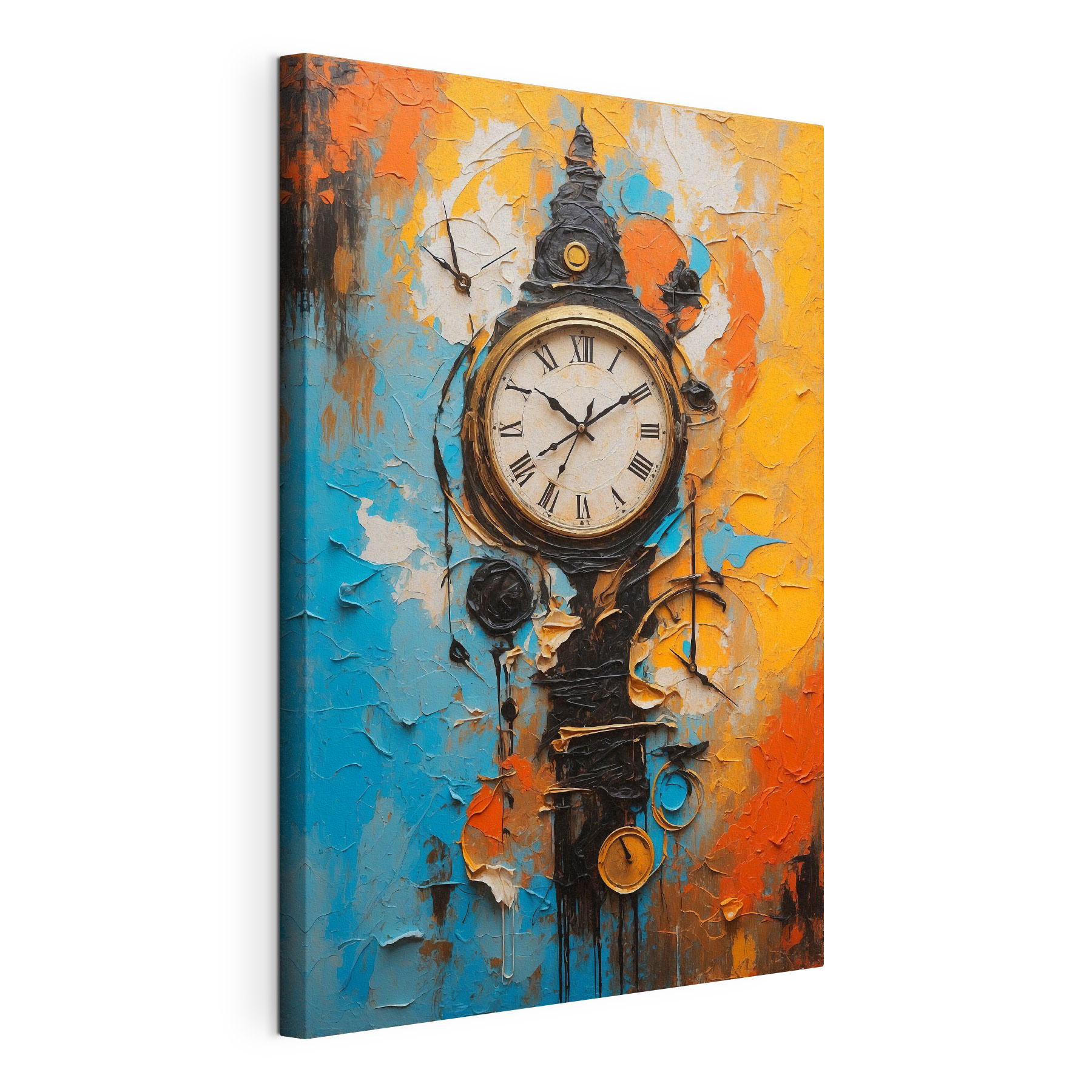 A clock with a paint on it A clock with a paint on it