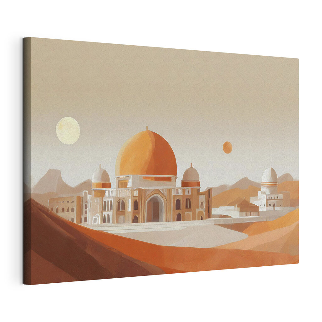 A building with a dome and a desert landscape