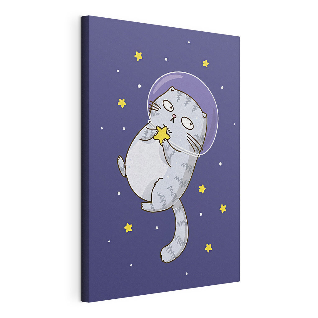 A cartoon of a cat in space