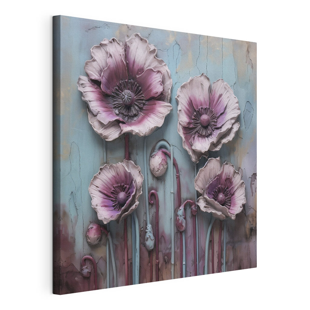 A group of pink and purple flowers