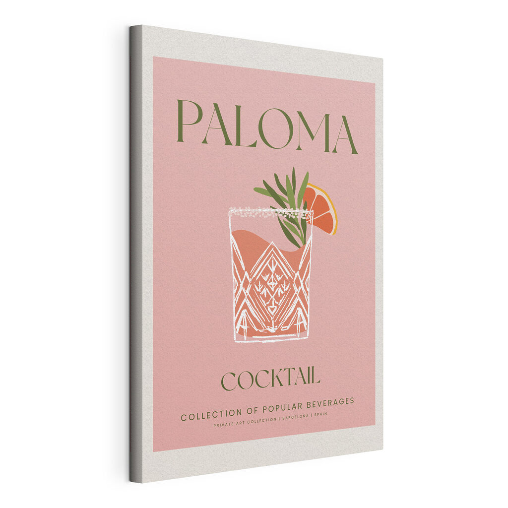 A pink sign with a drink and a slice of orange A pink sign with a drink and a slice of orange