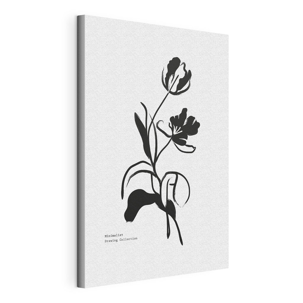 A black and white drawing of a flower