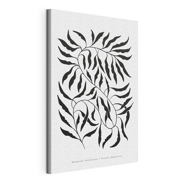 Quadri Quadri Un disegno in bianco e nero di foglie (COD: s37930)