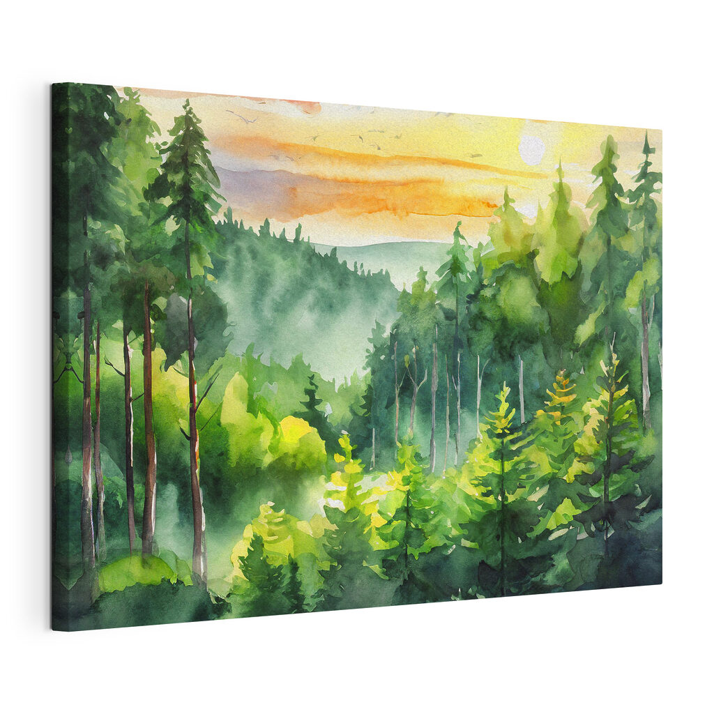 A watercolor painting of a forest A watercolor painting of a forest