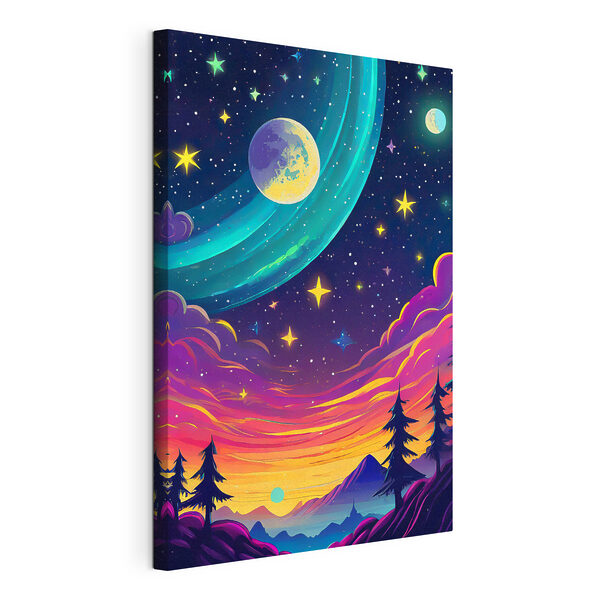 Quadri Un cielo dai colori vivaci con alberi e stelle (COD: s37995) Quadri Quadri Un cielo dai colori vivaci con alberi e stelle (COD: s37995)