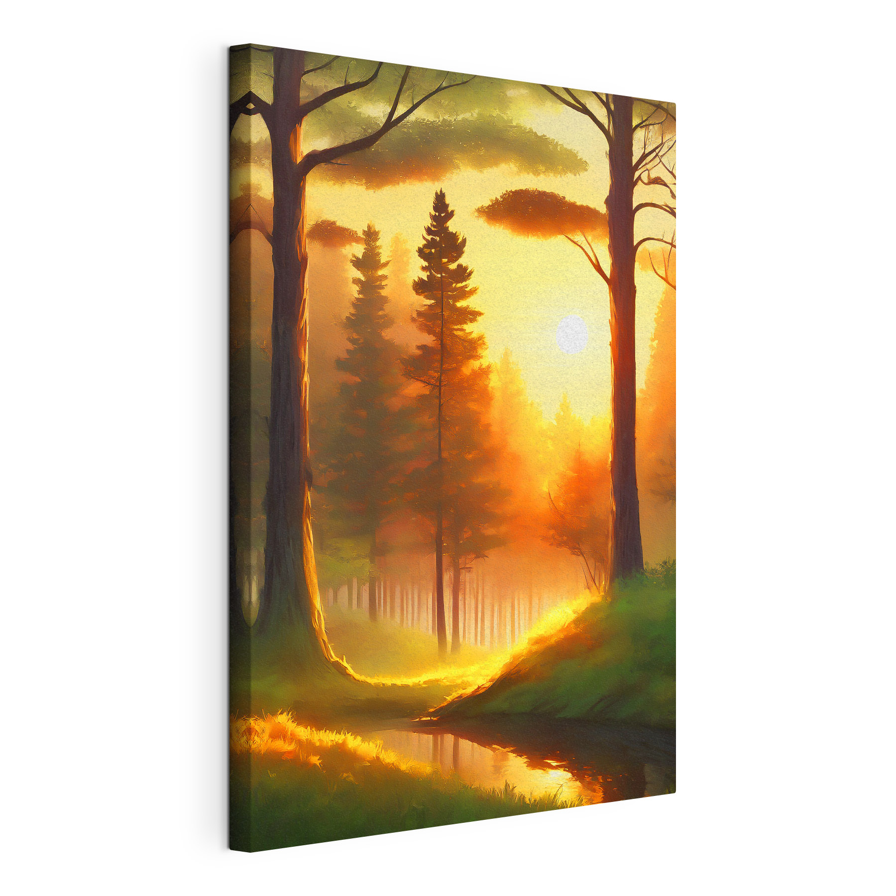A sun shining through trees