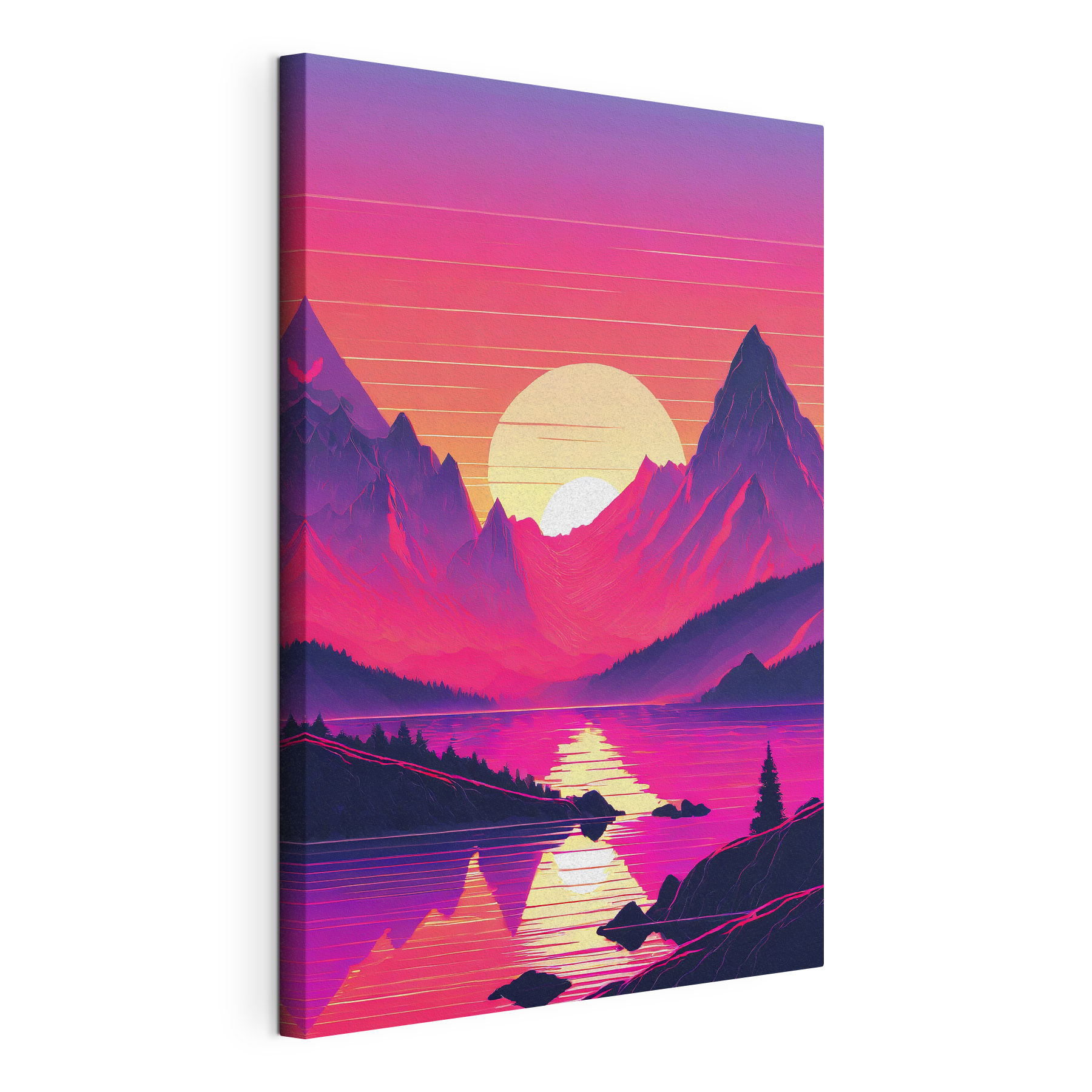 A sunset over a mountain range