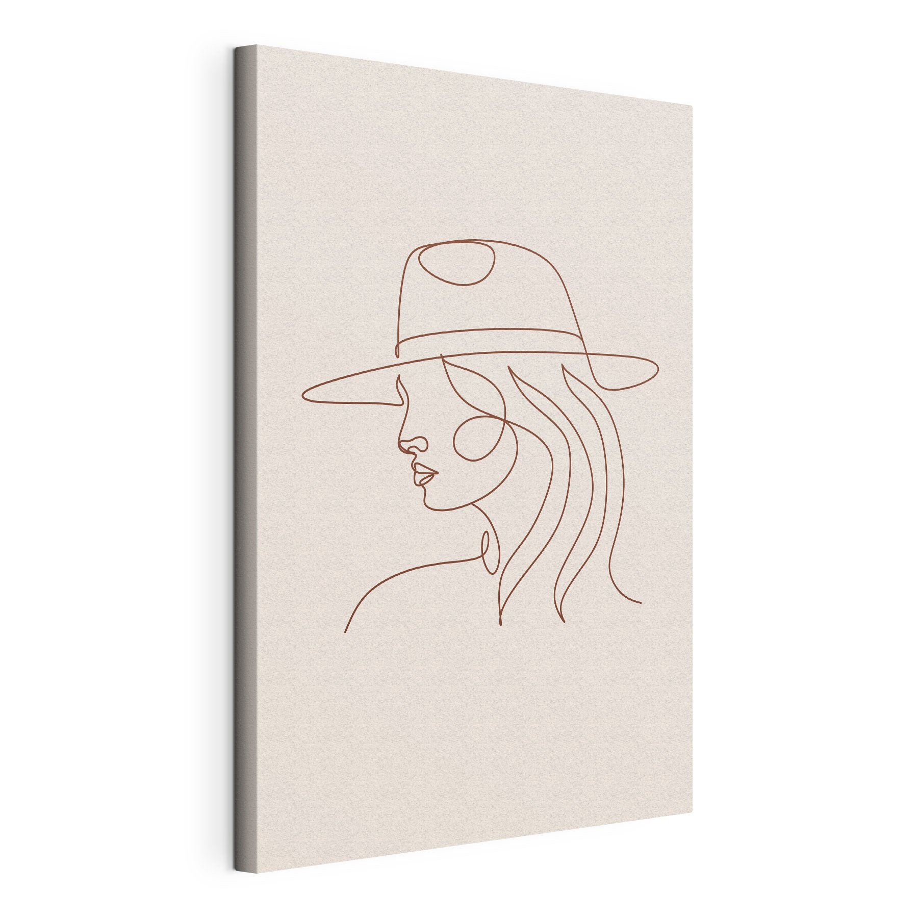 A drawing of a woman wearing a hat
