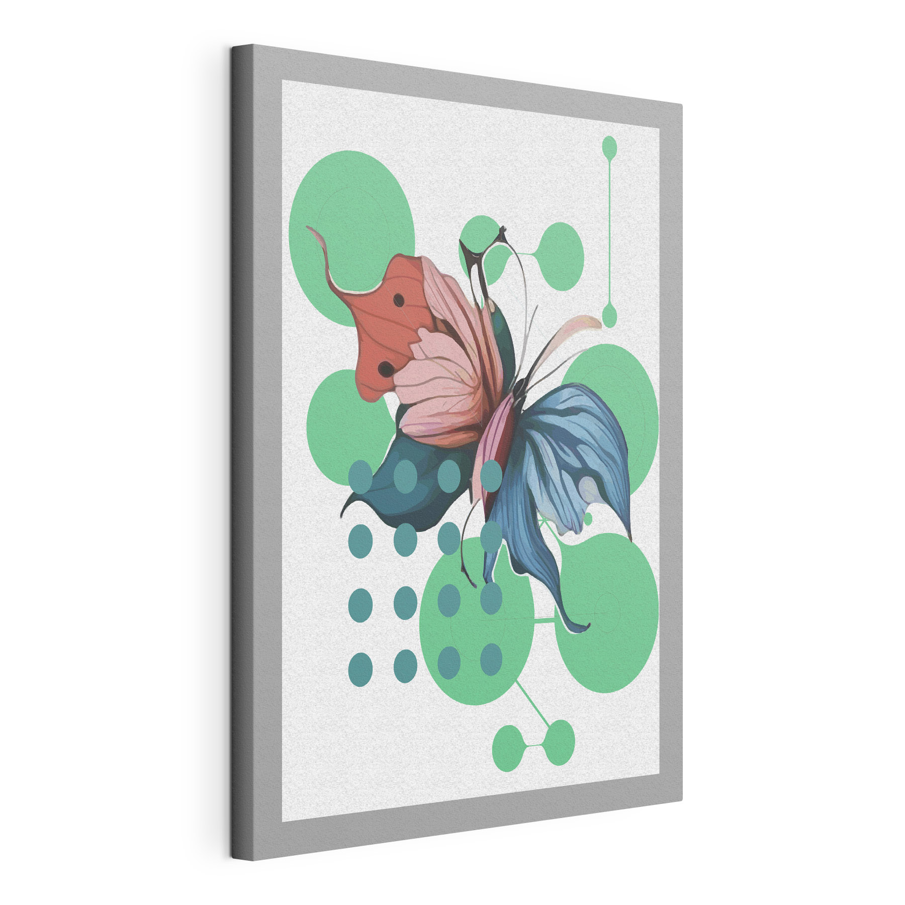 A butterfly with a flower and dots