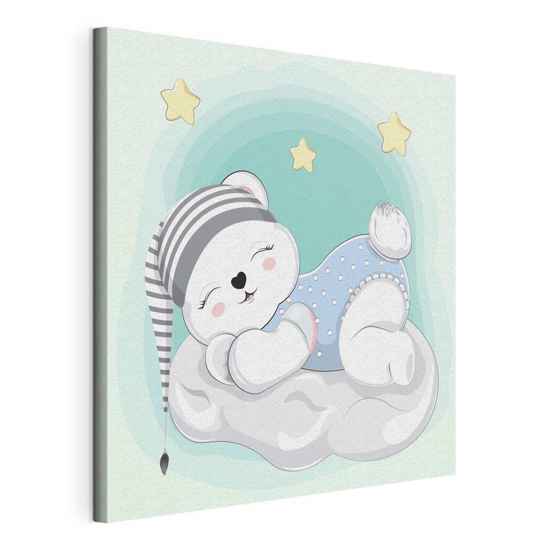 A cartoon of a baby bear sleeping on a cloud A cartoon of a baby bear sleeping on a cloud