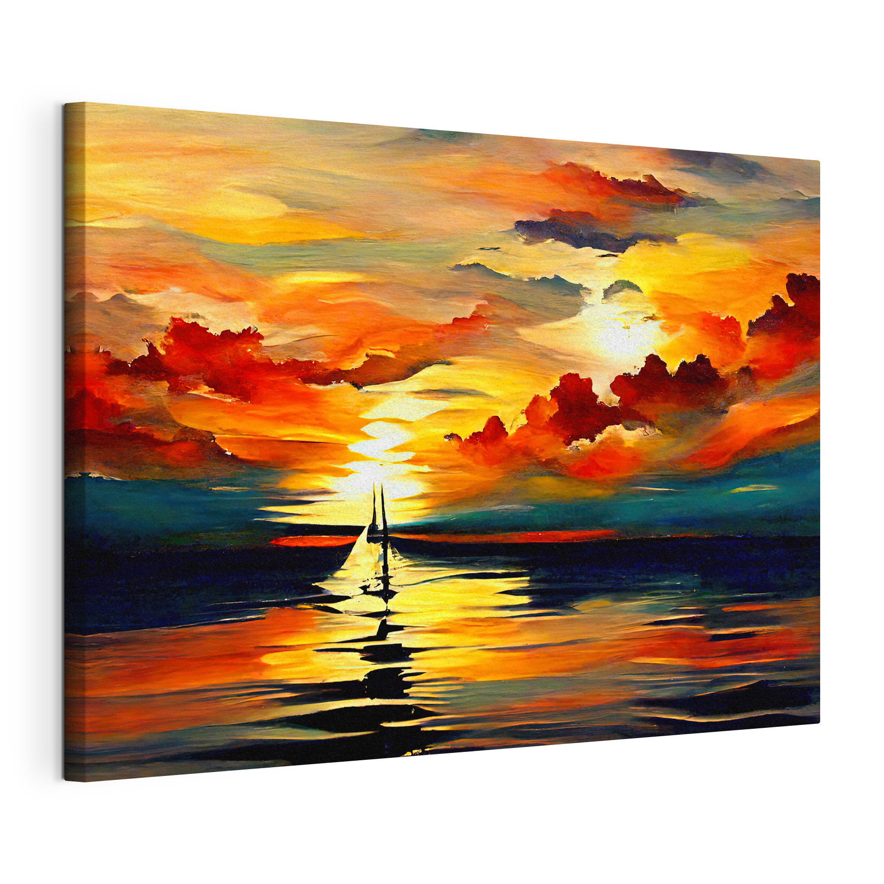 A painting of a sailboat in the water A painting of a sailboat in the water