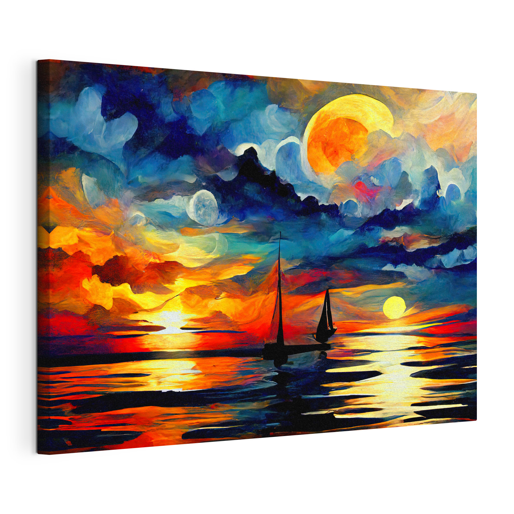 A painting of a sailboat in the water