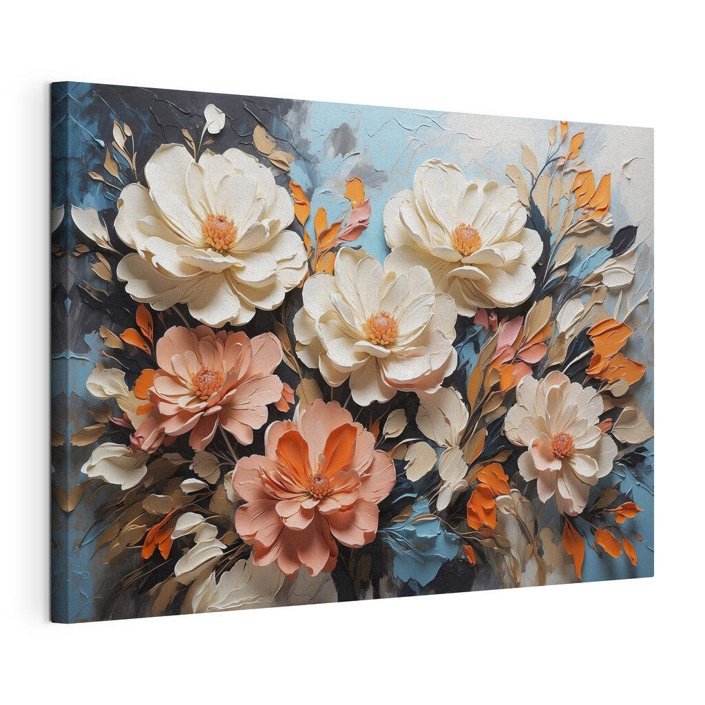 A painting of flowers and leaves A painting of flowers and leaves
