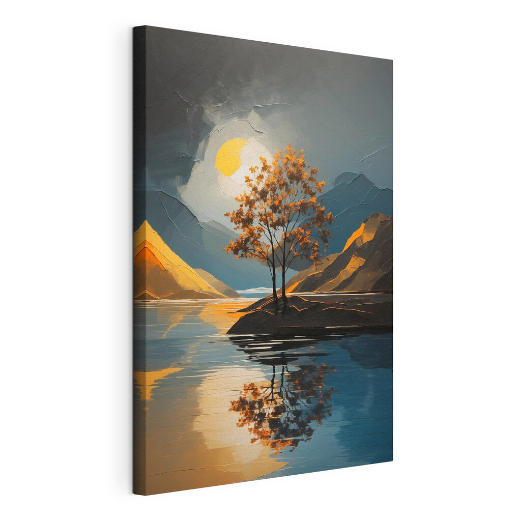 A tree on a small island in a lake A tree on a small island in a lake